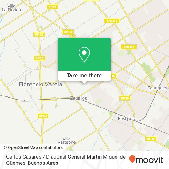 Mapa de Carlos Casares / Diagonal General Martín Miguel de Güemes