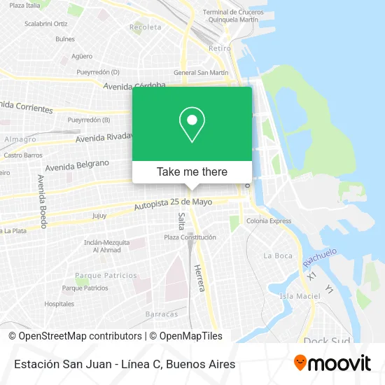 Mapa de Estación San Juan - Línea C