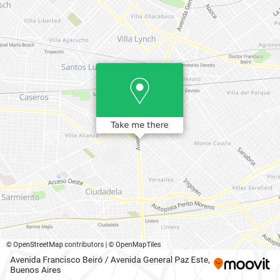 Mapa de Avenida Francisco Beiró / Avenida General Paz Este