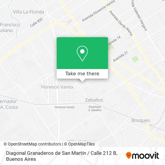 Diagonal Granaderos de San Martín / Calle 212 B map
