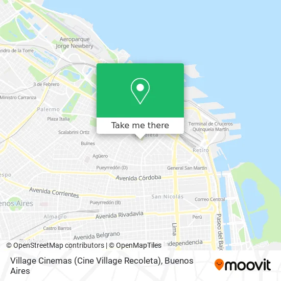 Mapa de Village Cinemas (Cine Village Recoleta)