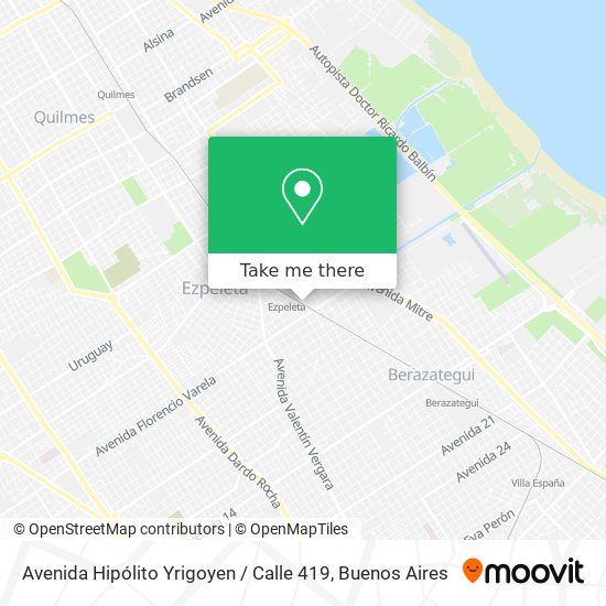 Mapa de Avenida Hipólito Yrigoyen / Calle 419