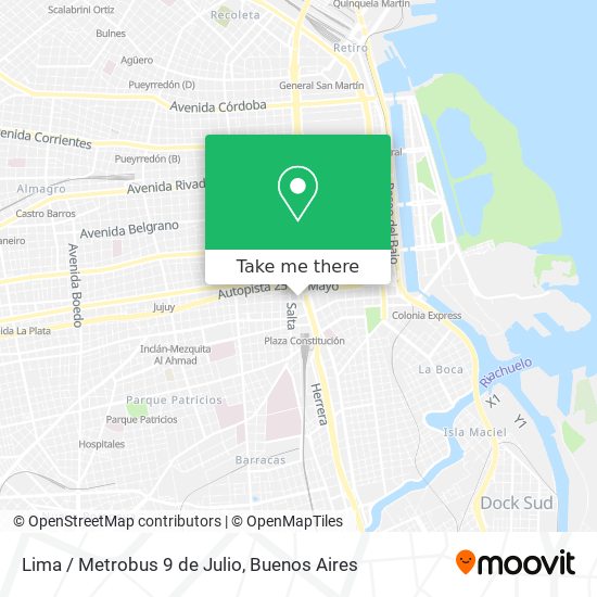 Lima / Metrobus 9 de Julio map