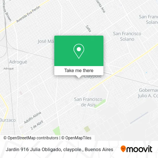 Mapa de Jardin 916 Julia Obligado, claypole.