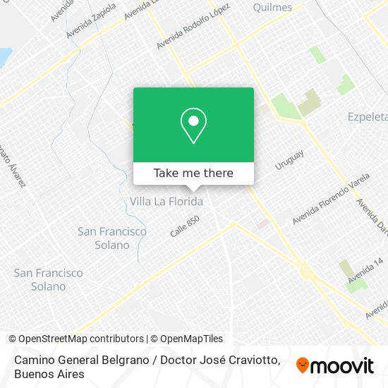 Mapa de Camino General Belgrano / Doctor José Craviotto