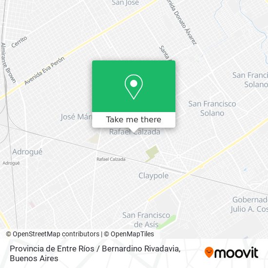 Mapa de Provincia de Entre Ríos / Bernardino Rivadavia
