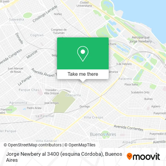 Mapa de Jorge Newbery al 3400 (esquina Córdoba)