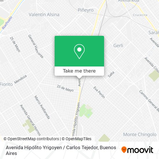 Avenida Hipólito Yrigoyen / Carlos Tejedor map