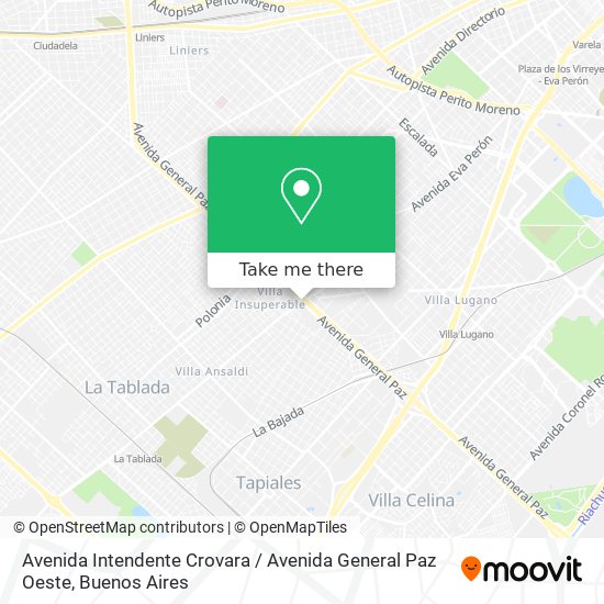 Mapa de Avenida Intendente Crovara / Avenida General Paz Oeste