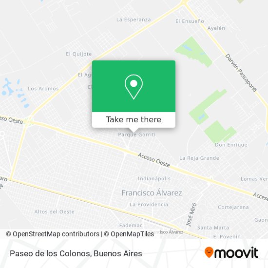 Paseo de los Colonos map