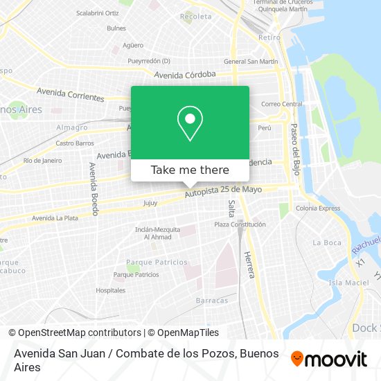 Mapa de Avenida San Juan / Combate de los Pozos
