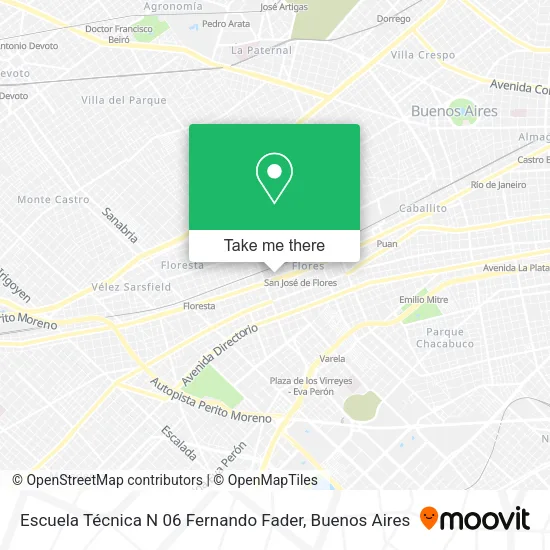 Mapa de Escuela Técnica N 06 Fernando Fader