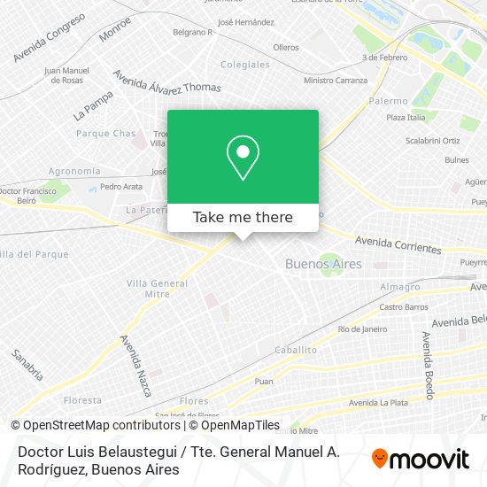 Doctor Luis Belaustegui / Tte. General Manuel A. Rodríguez map