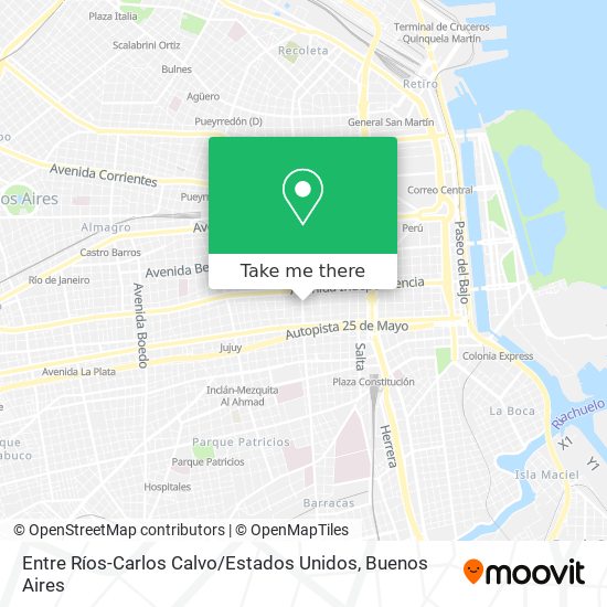 Entre Ríos-Carlos Calvo / Estados Unidos map