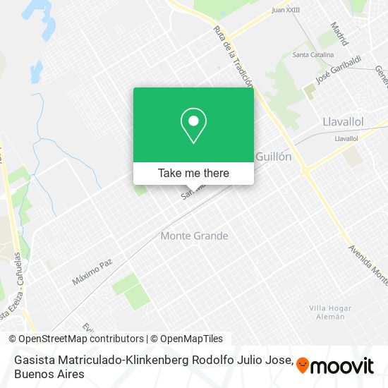 Gasista Matriculado-Klinkenberg Rodolfo Julio Jose map