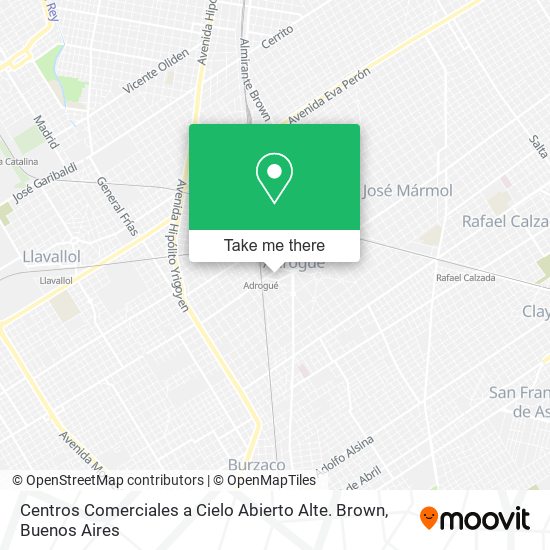 Mapa de Centros Comerciales a Cielo Abierto Alte. Brown