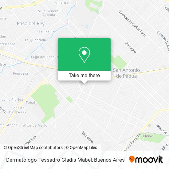 Mapa de Dermatólogo-Tessadro Gladis Mabel