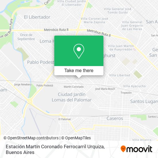 Mapa de Estación Martín Coronado Ferrocarril Urquiza
