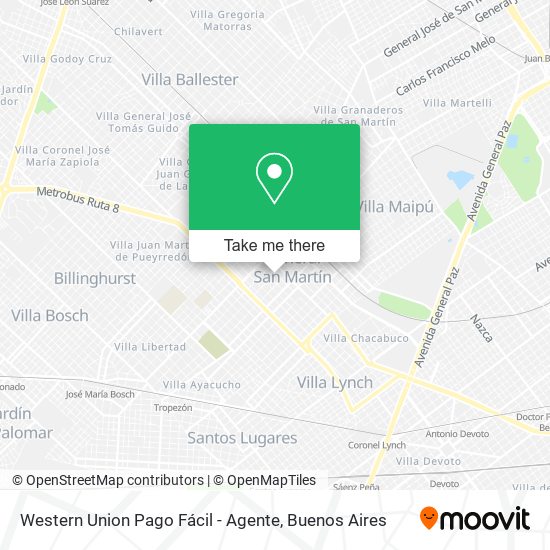 Mapa de Western Union Pago Fácil - Agente