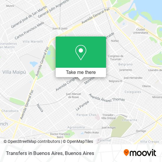 Transfers in Buenos Aires map