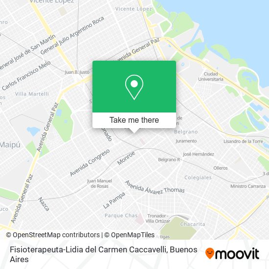 Mapa de Fisioterapeuta-Lidia del Carmen Caccavelli