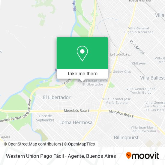 Mapa de Western Union Pago Fácil - Agente