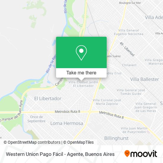 Mapa de Western Union Pago Fácil - Agente