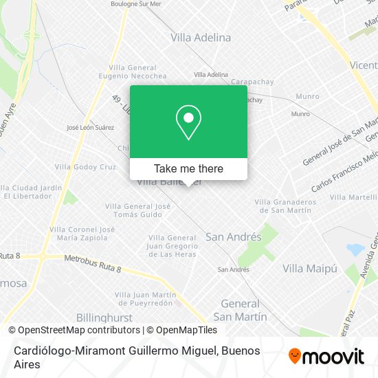 Mapa de Cardiólogo-Miramont Guillermo Miguel