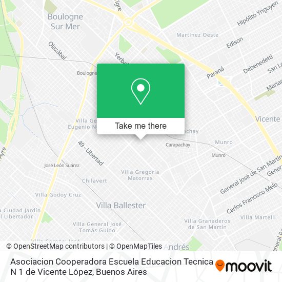 Mapa de Asociacion Cooperadora Escuela Educacion Tecnica N 1 de Vicente López