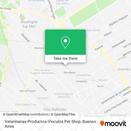 Mapa de Veterinarias-Productos-Vinculos Pet Shop