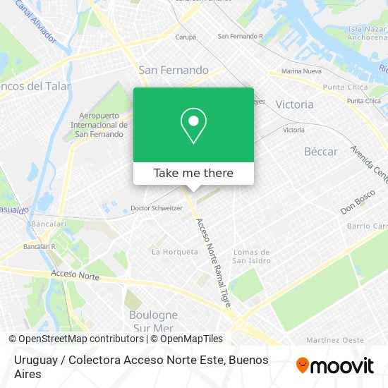 Mapa de Uruguay / Colectora Acceso Norte Este