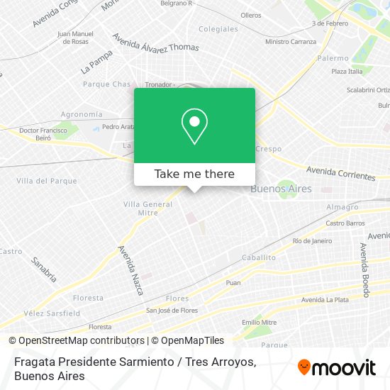 Mapa de Fragata Presidente Sarmiento / Tres Arroyos