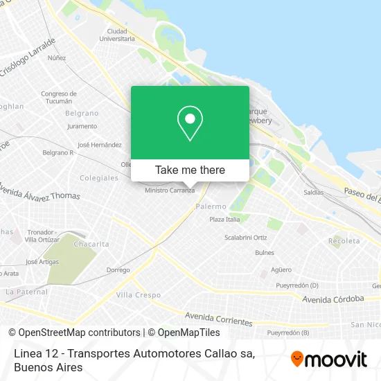 Linea 12 - Transportes Automotores Callao sa map