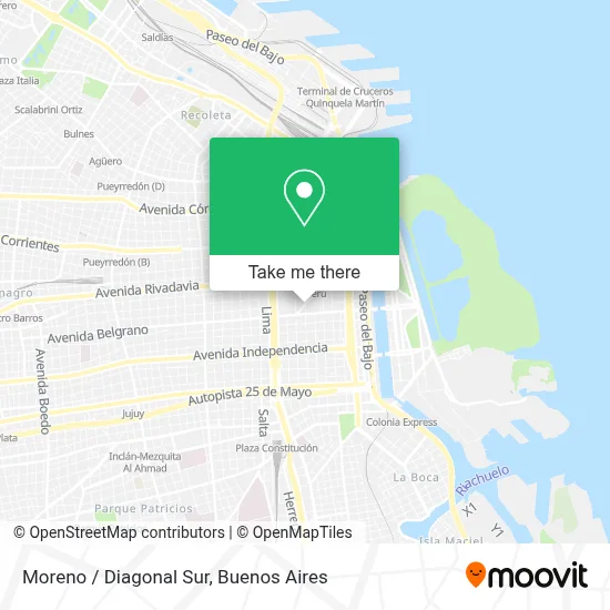 Moreno / Diagonal Sur map