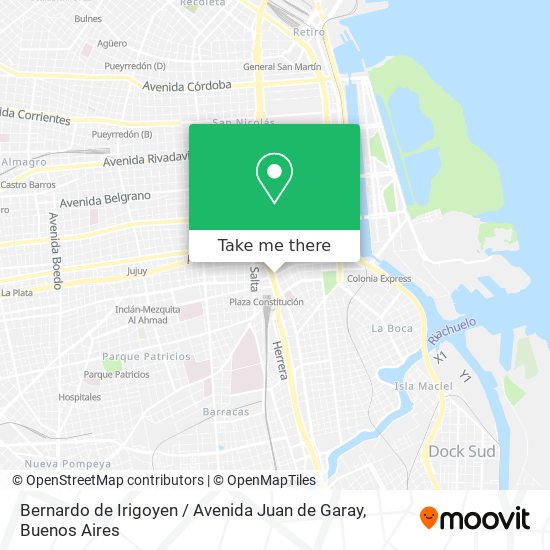 Mapa de Bernardo de Irigoyen / Avenida Juan de Garay