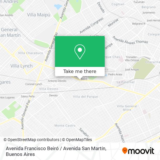 Avenida Francisco Beiró / Avenida San Martín map