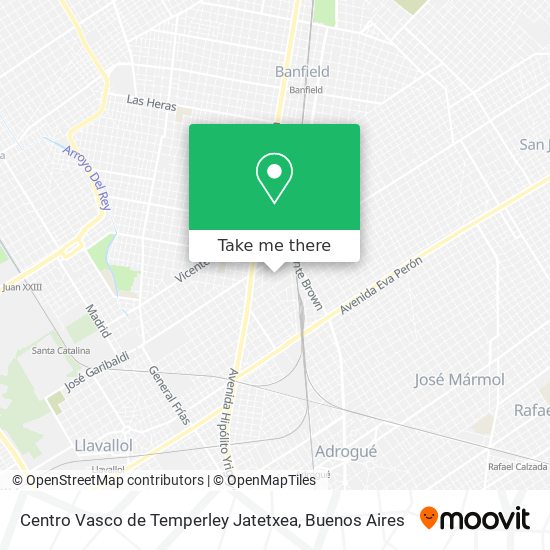 Mapa de Centro Vasco de Temperley Jatetxea