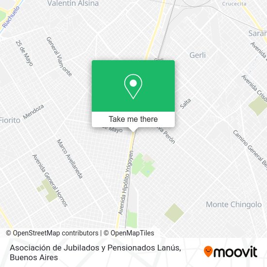 Mapa de Asociación de Jubilados y Pensionados Lanús
