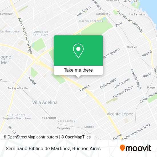 Mapa de Seminario Bíblico de Martínez