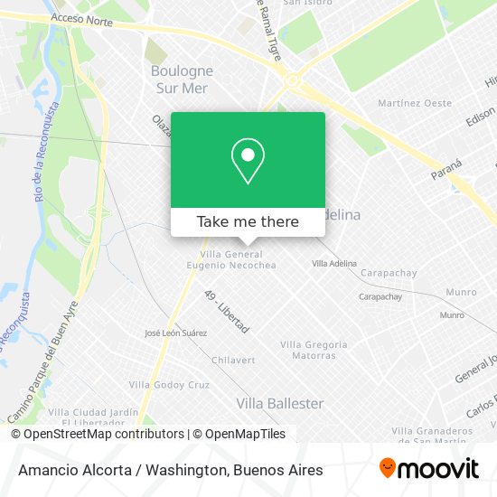 Amancio Alcorta / Washington map