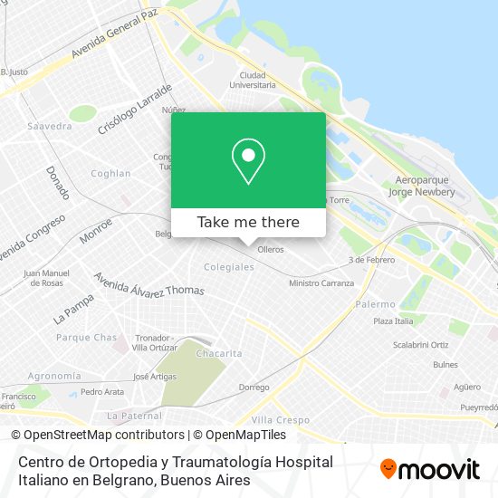 Centro de Ortopedia y Traumatología Hospital Italiano en Belgrano map