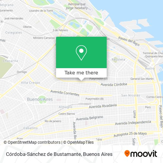 Mapa de Córdoba-Sánchez de Bustamante