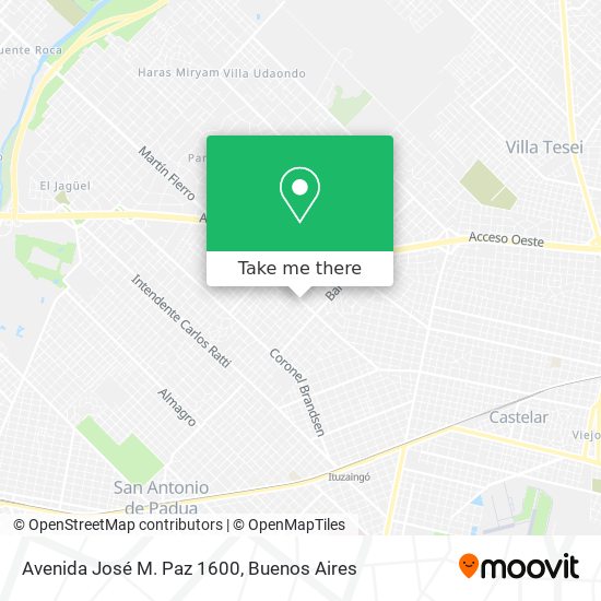 Mapa de Avenida José M. Paz 1600