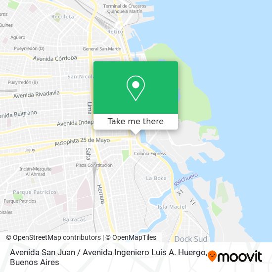 Avenida San Juan / Avenida Ingeniero Luis A. Huergo map