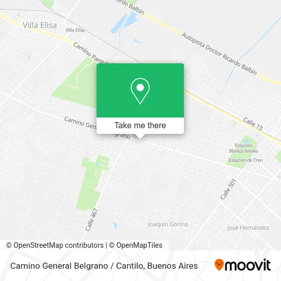 Mapa de Camino General Belgrano / Cantilo