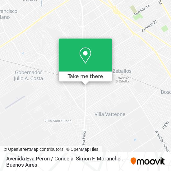 Avenida Eva Perón / Concejal Simón F. Moranchel map