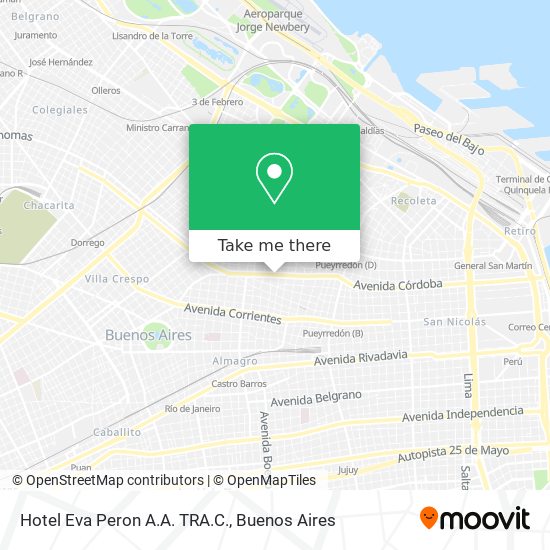 Hotel Eva Peron A.A. TRA.C. map