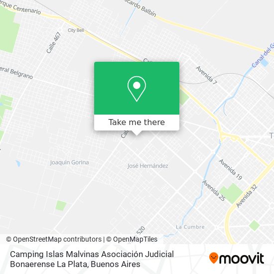 Camping Islas Malvinas Asociación Judicial Bonaerense La Plata map