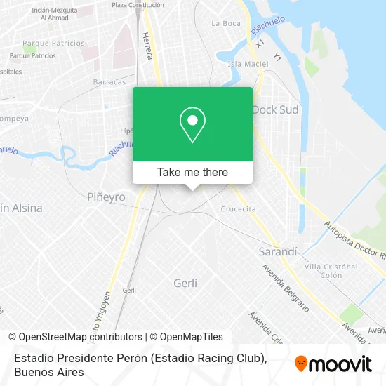 Mapa de Estadio Presidente Perón (Estadio Racing Club)