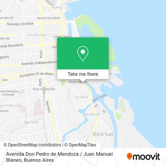 Mapa de Avenida Don Pedro de Mendoza / Juan Manuel Blanes